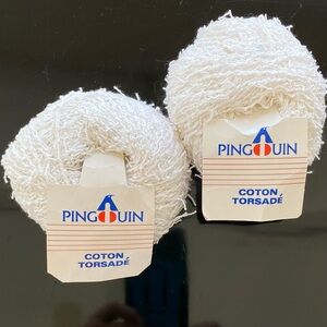 2 skeins Cotton Blend Yarn - off white color